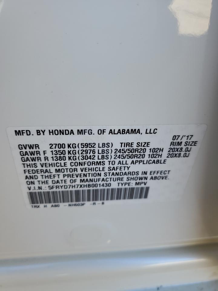 5FRYD7H7XHB001430 2017 Acura Mdx Sport Hybrid Advance