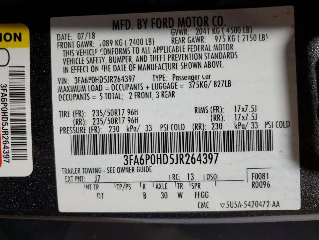 VIN 3FA6P0HD5JR264397 2018 Ford Fusion, SE no.12