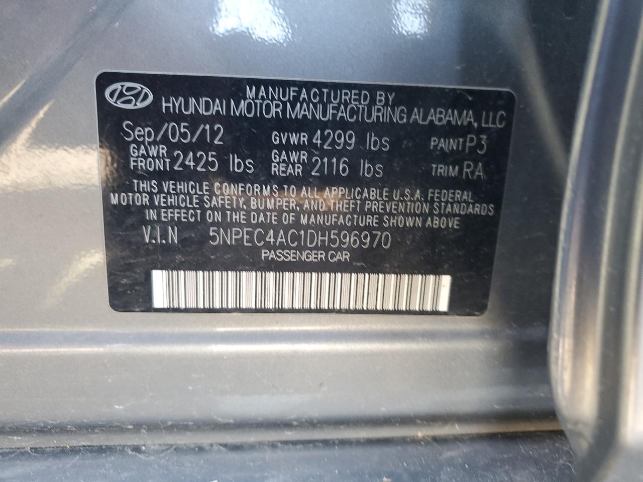 5NPEC4AC1DH596970 2013 Hyundai Sonata Se