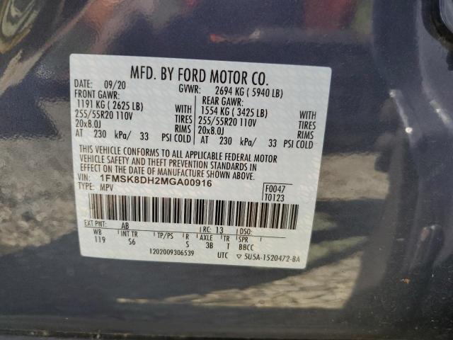 2021 Ford Explorer Xlt VIN: 1FMSK8DH2MGA00916 Lot: 52397234