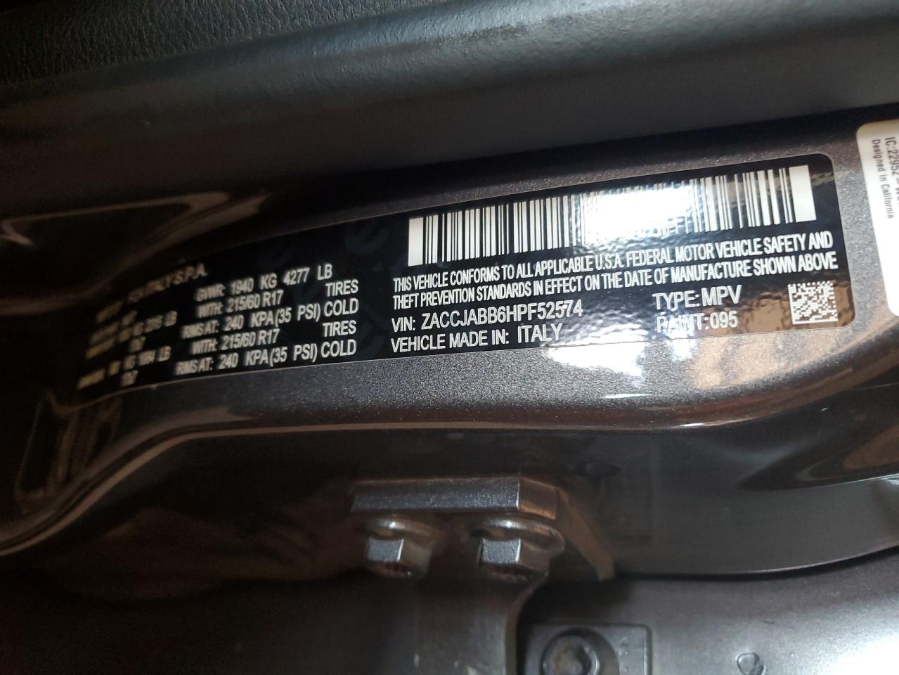 ZACCJABB6HPF52574 2017 Jeep Renegade Latitude