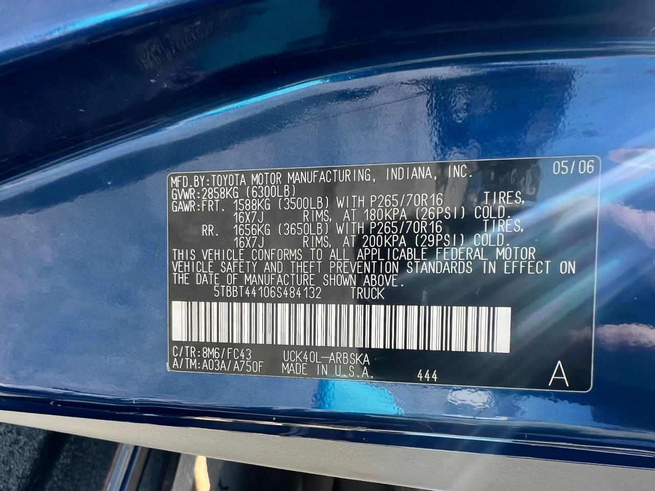 5TBBT44106S484132 2006 Toyota Tundra Access Cab Sr5