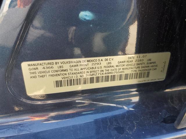 2008 Volkswagen Jetta Se VIN: 3VWRZ71K48M075585 Lot: 49937994