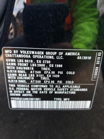 2019 VOLKSWAGEN ATLAS SE - 1V2UR2CA9KC551051