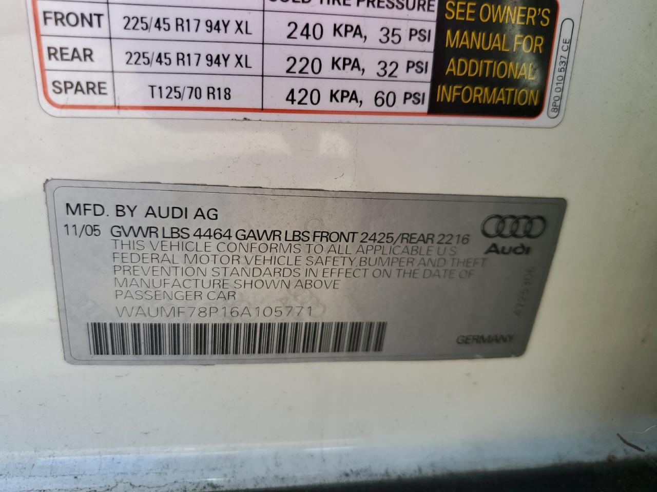 Lot #2470907852 2006 AUDI A3 2.0 SPO