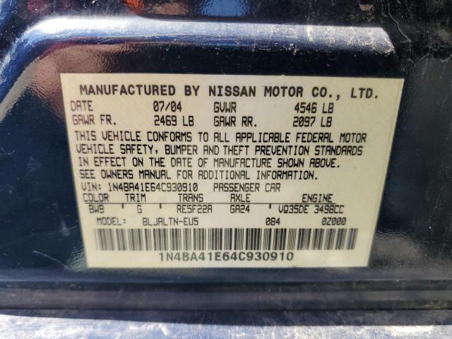 2004 Nissan Maxima Se VIN: 1N4BA41E64C930910 Lot: 52353124