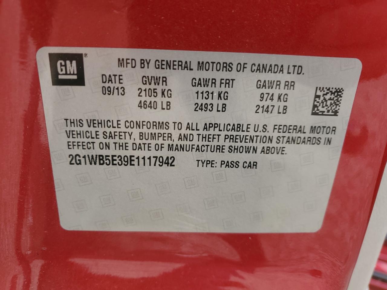 2G1WB5E39E1117942 2014 Chevrolet Impala Limited Lt