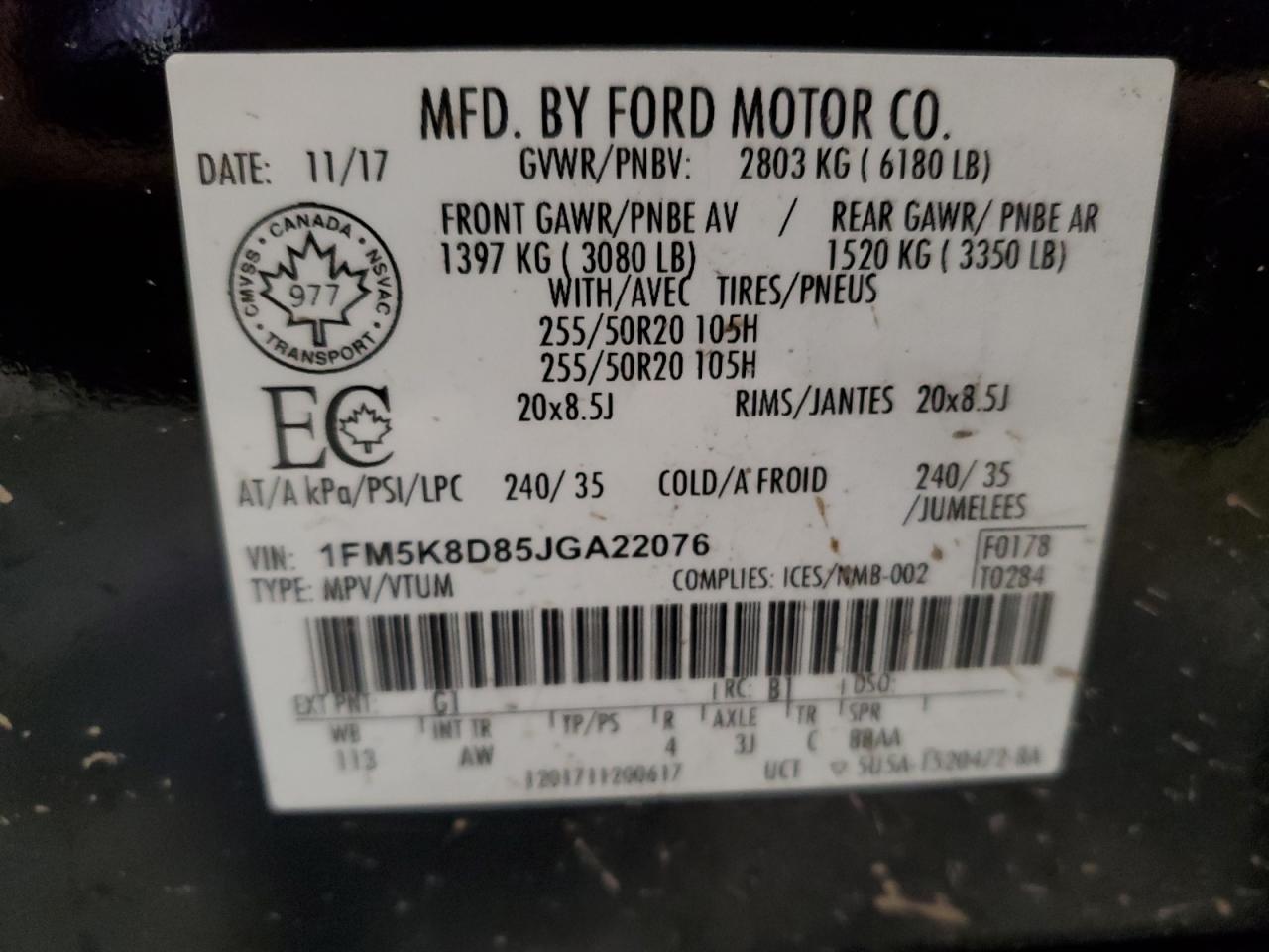 2018 Ford Explorer Xlt vin: 1FM5K8D85JGA22076