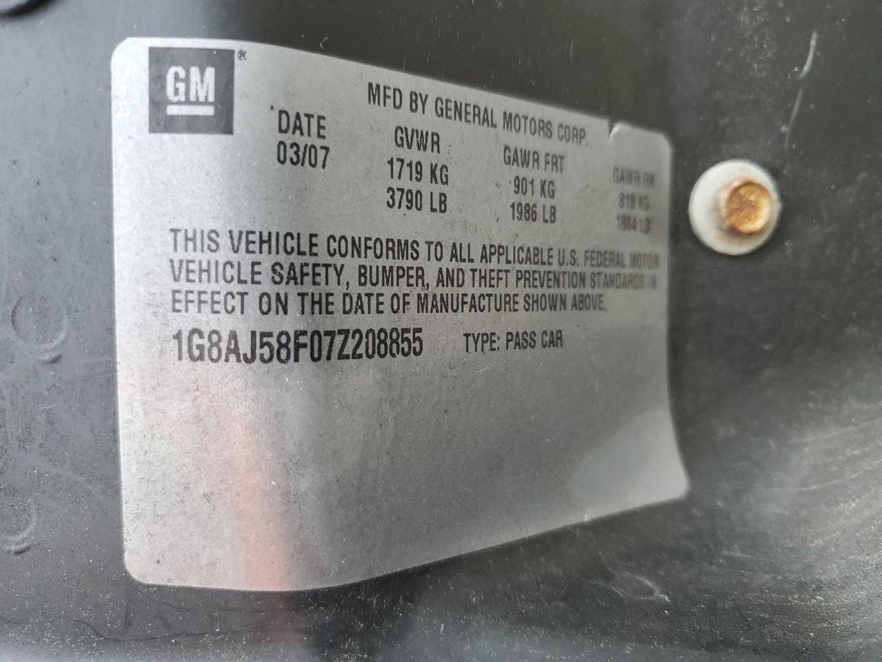 1G8AJ58F07Z208855 2007 Saturn Ion Level 2