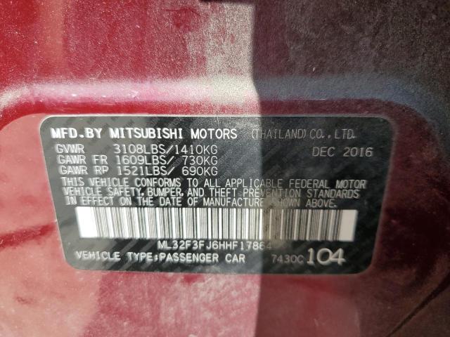 2017 Mitsubishi Mirage G4 Es VIN: ML32F3FJ6HHF17864 Lot: 50941344