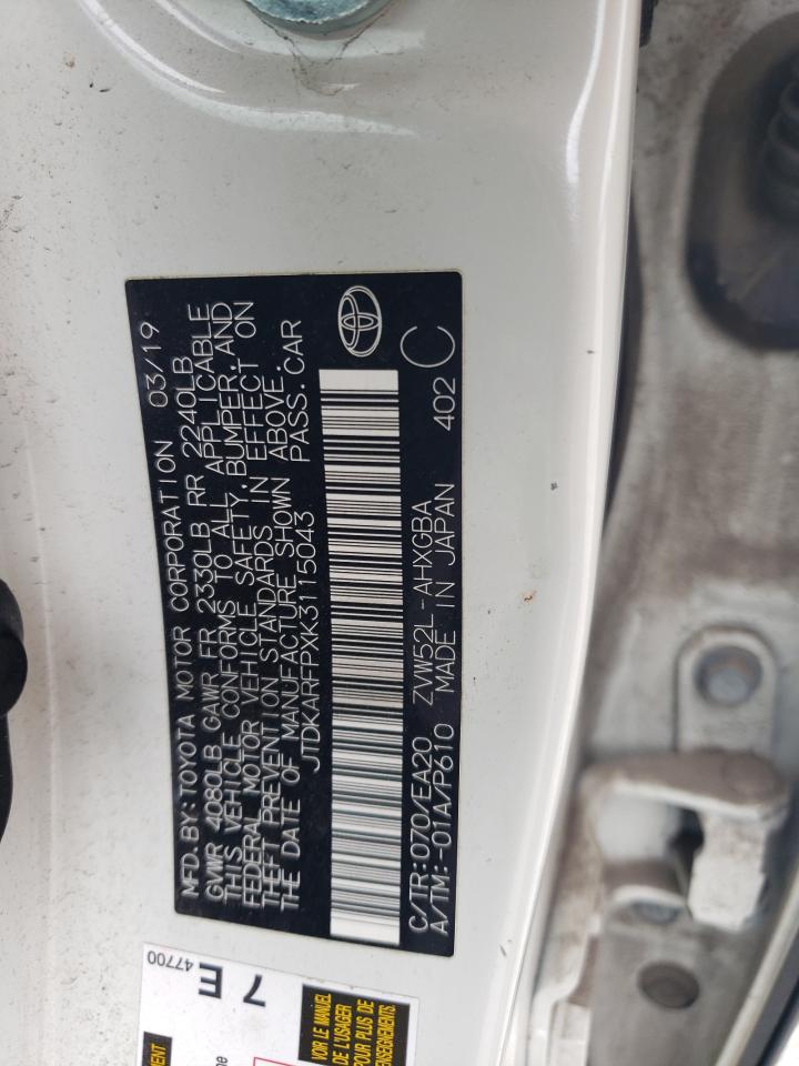 JTDKARFPXK3115043 2019 Toyota Prius Prime
