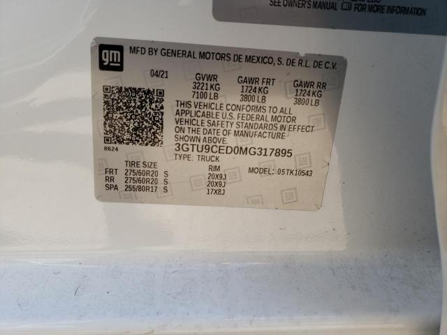 2021 GMC Sierra K1500 Elevation VIN: 3GTU9CED0MG317895 Lot: 52026604