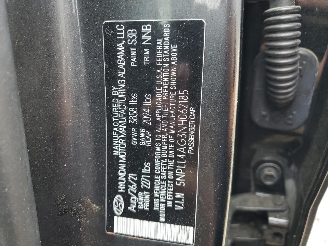 5NPLL4AG3NH062185 2022 Hyundai Elantra Se