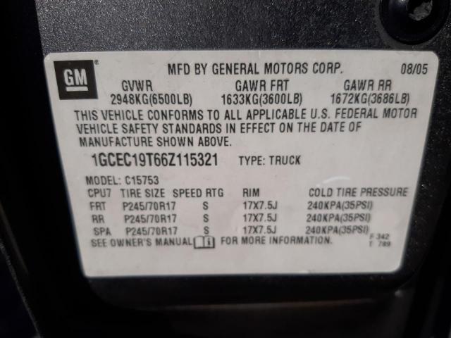 2006 Chevrolet Silverado C1500 VIN: 1GCEC19T66Z115321 Lot: 50333604