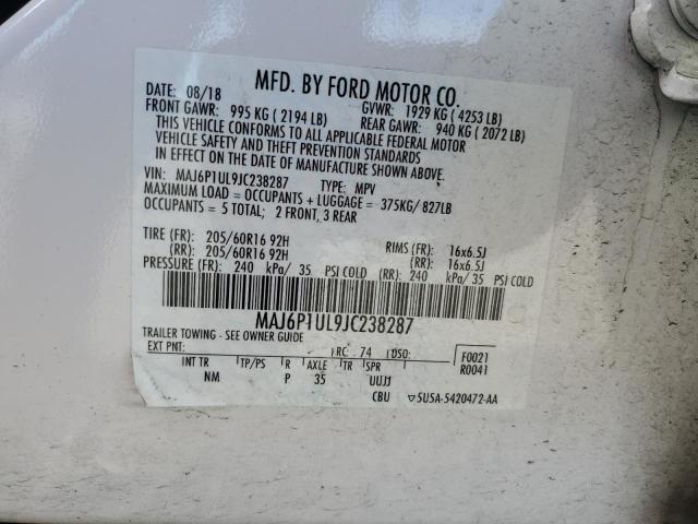 2018 Ford Ecosport Se VIN: MAJ6P1UL9JC238287 Lot: 51989914