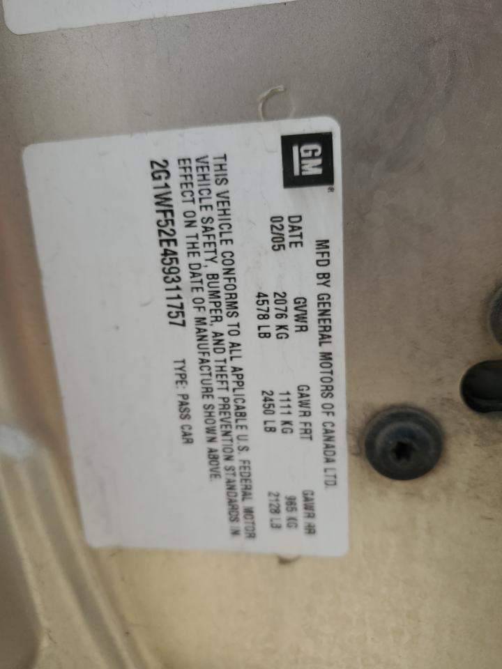 2G1WF52E459311757 2005 Chevrolet Impala