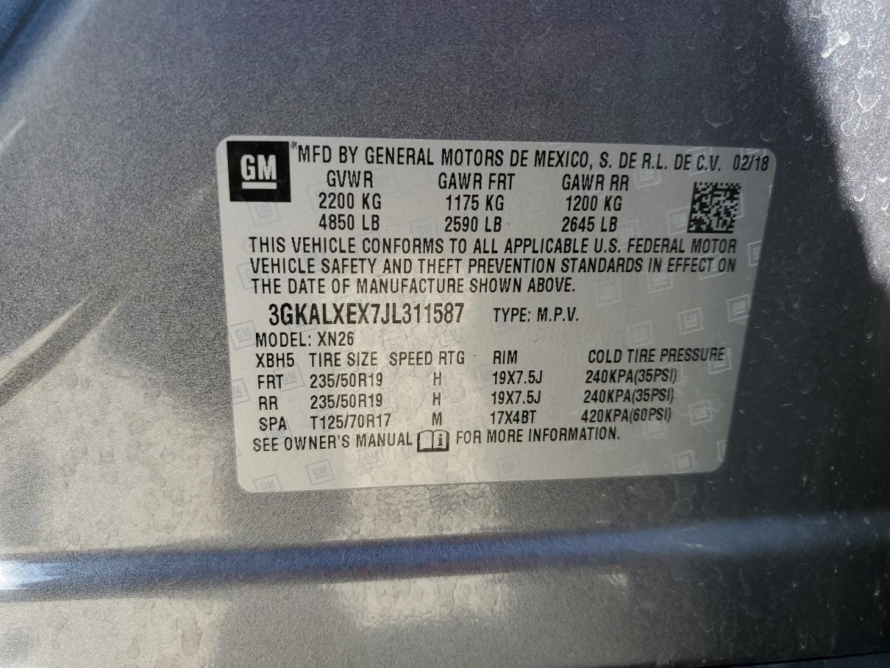 3GKALXEX7JL311587 2018 GMC Terrain Denali