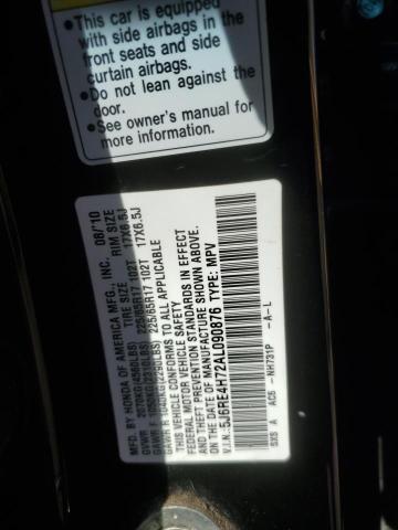 2010 Honda Cr-V Exl VIN: 5J6RE4H72AL090876 Lot: 50890424