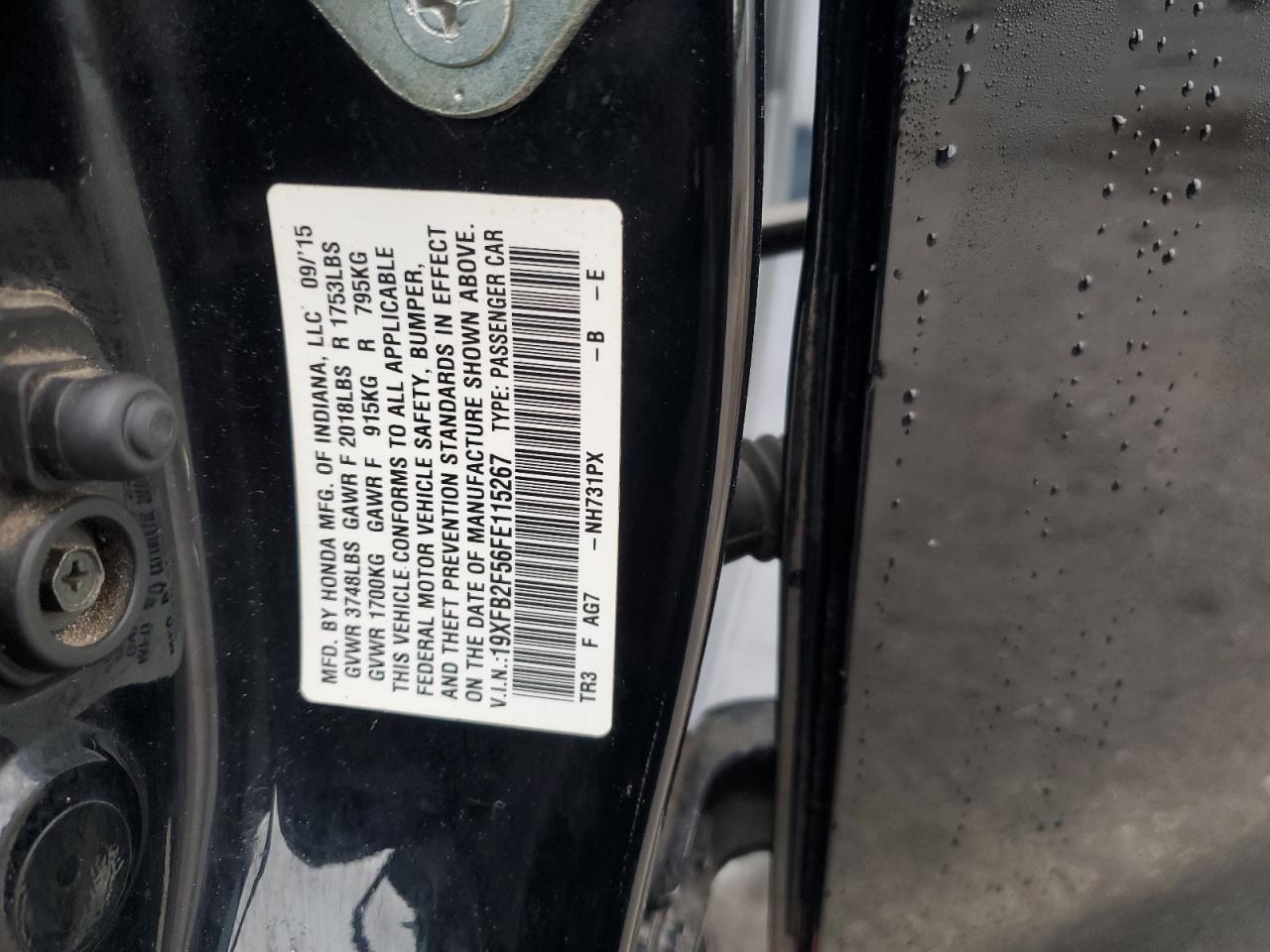 19XFB2F56FE115267 2015 Honda Civic Lx