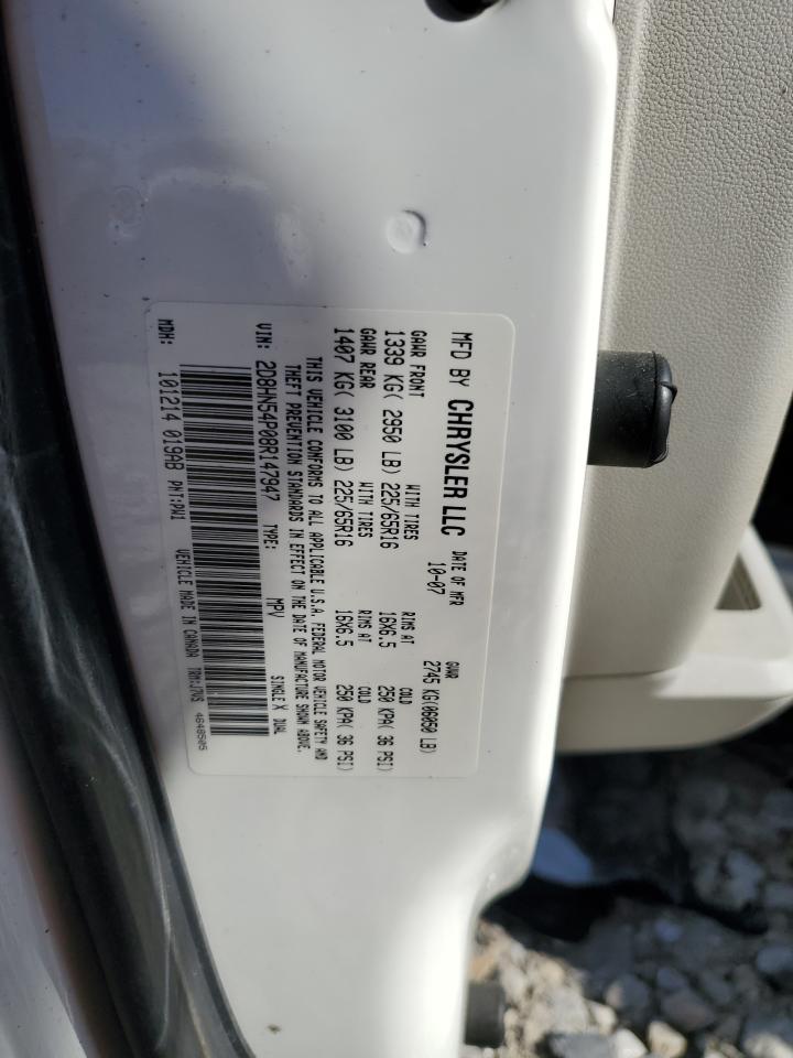 2D8HN54P08R147947 2008 Dodge Grand Caravan Sxt