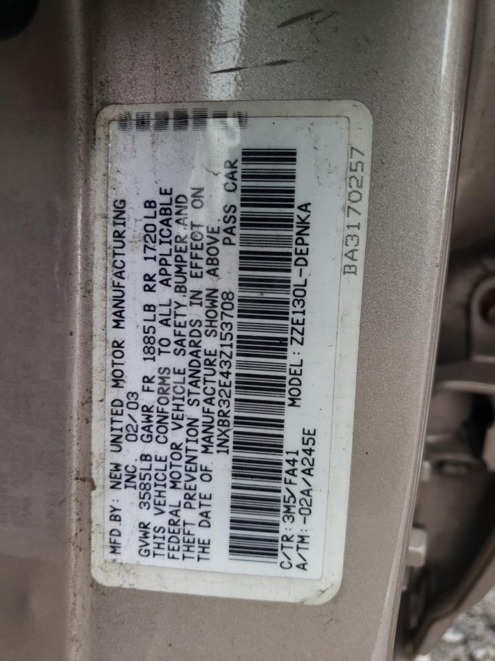 1NXBR32E43Z153708 2003 Toyota Corolla Ce