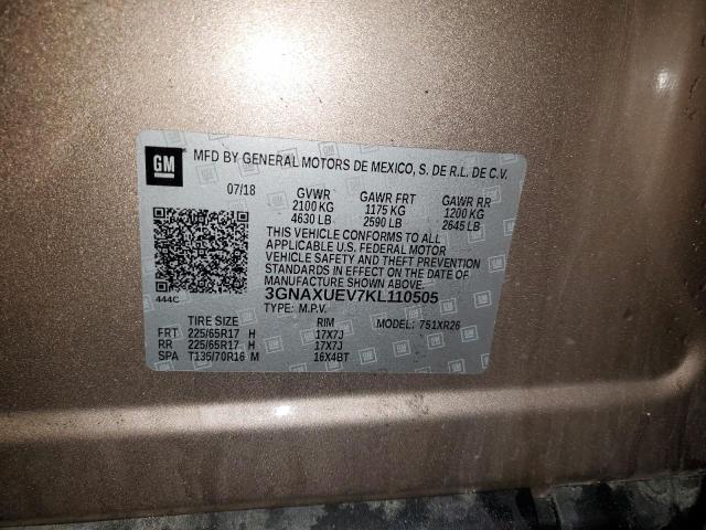 2019 Chevrolet Equinox Lt VIN: 3GNAXUEV7KL110505 Lot: 50126704