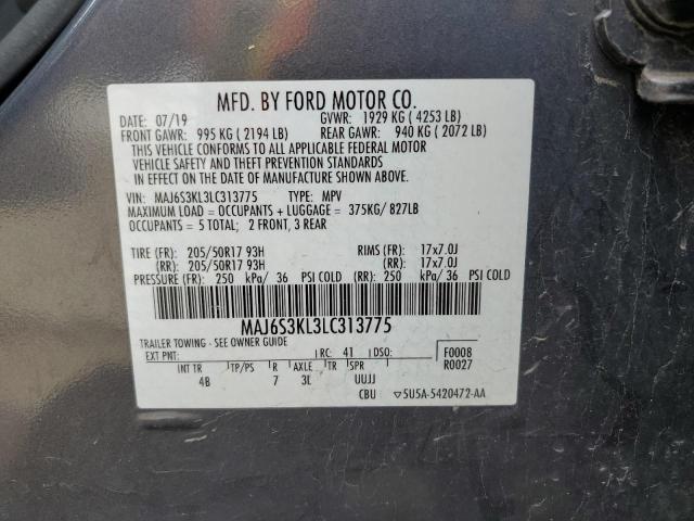 2020 Ford Ecosport Titanium VIN: MAJ6S3KL3LC313775 Lot: 49876644