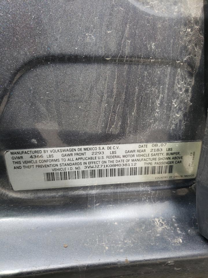 3VWJZ71K08M038112 2008 Volkswagen Jetta S
