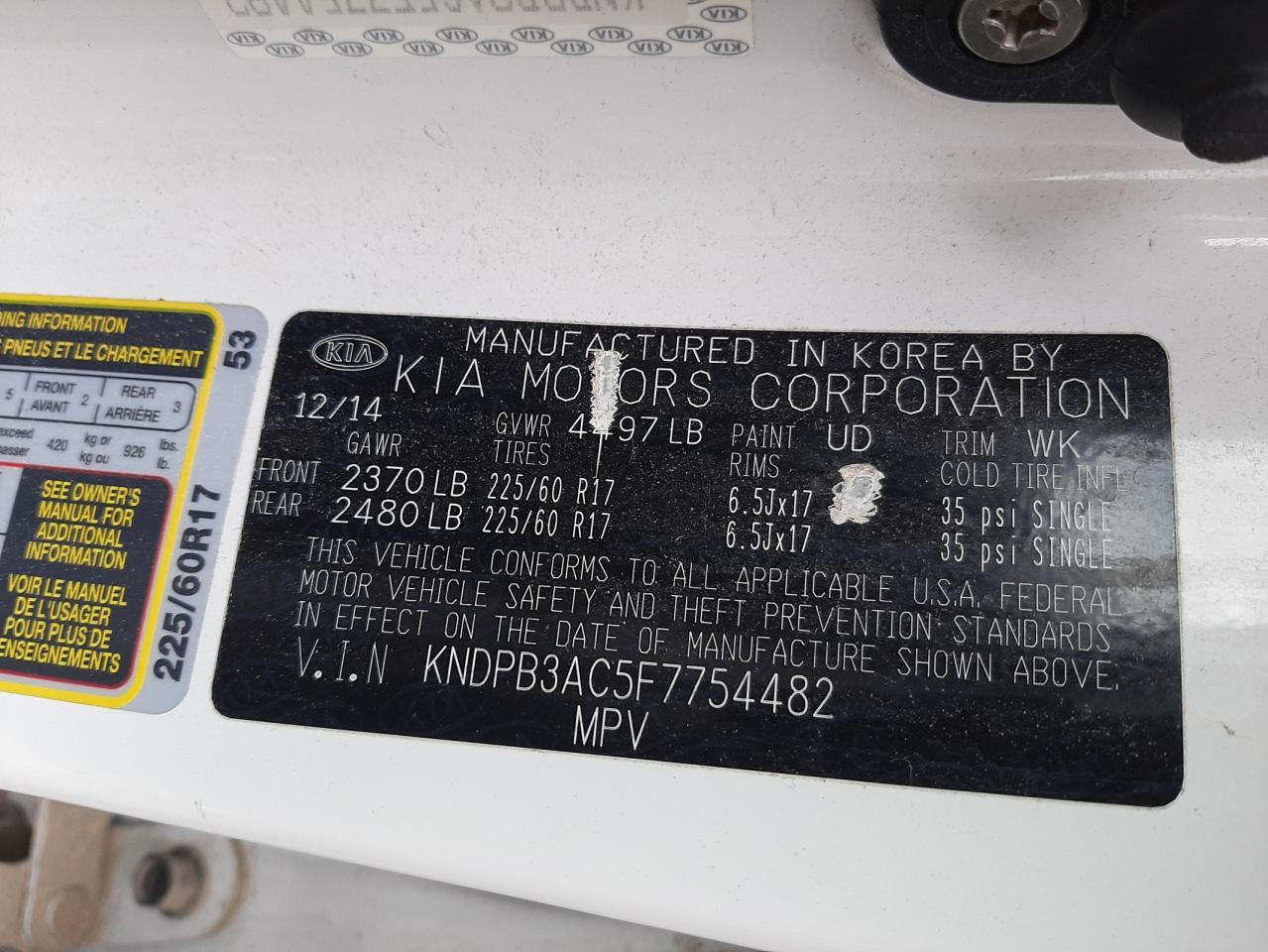 KNDPB3AC5F7754482 2015 Kia Sportage Lx