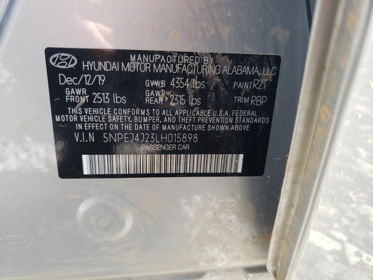 5NPEJ4J23LH015898 2020 Hyundai Sonata Sel Plus