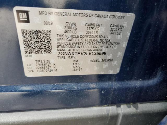 2020 Chevrolet Equinox Lt VIN: 2GNAXTEV2L6135599 Lot: 49410744