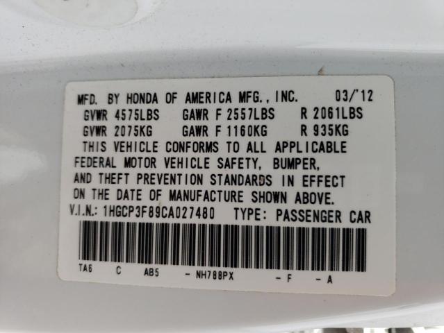 2012 Honda Accord Exl VIN: 1HGCP3F89CA027480 Lot: 51513464