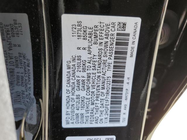 2024 Honda Civic Ex VIN: 2HGFE1F71RH312375 Lot: 52773664