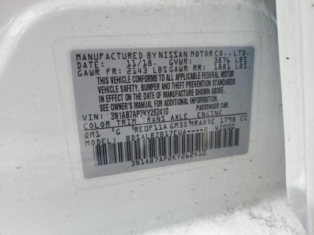 2019 Nissan Sentra S VIN: 3N1AB7AP2KY262410 Lot: 51754834