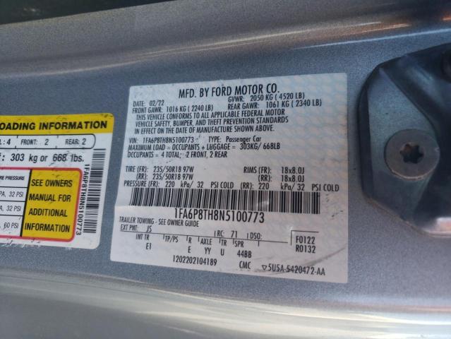 2022 Ford Mustang VIN: 1FA6P8TH8N5100773 Lot: 51956044