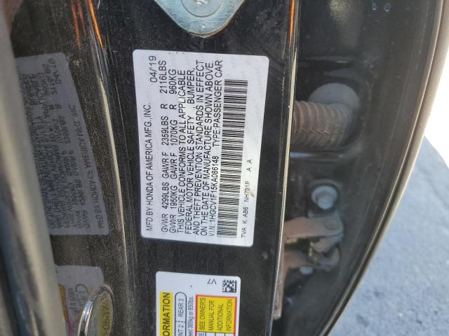 VIN 1HGCV1F15KA086148 2019 Honda Accord, LX no.12