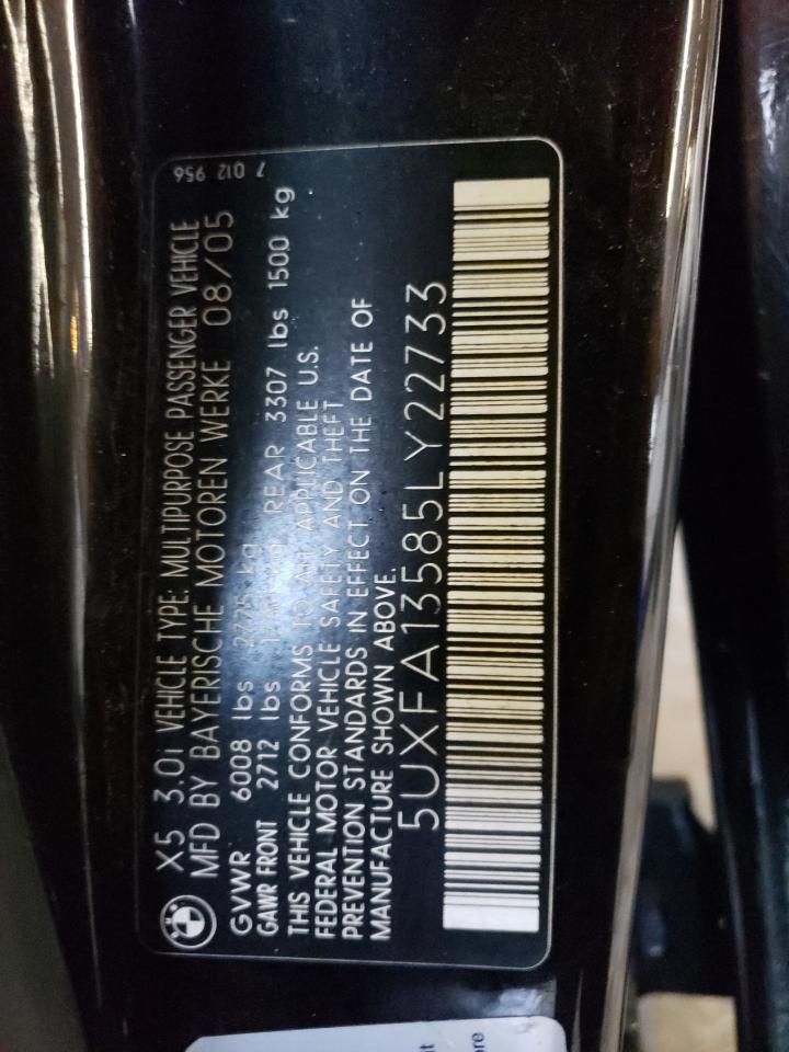 5UXFA13585LY22733 2005 BMW X5 3.0I