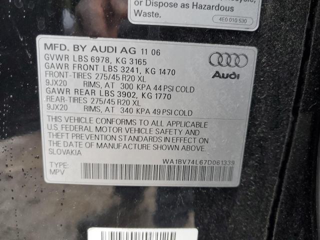 2007 Audi Q7 4.2 Quattro Premium VIN: WA1BV74L67D061339 Lot: 49408064