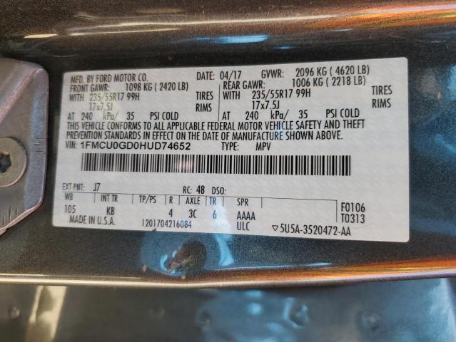 2017 Ford Escape Se VIN: 1FMCU0GD0HUD74652 Lot: 49435864