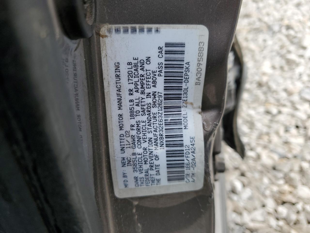 1NXBR32E63Z126297 2003 Toyota Corolla Ce