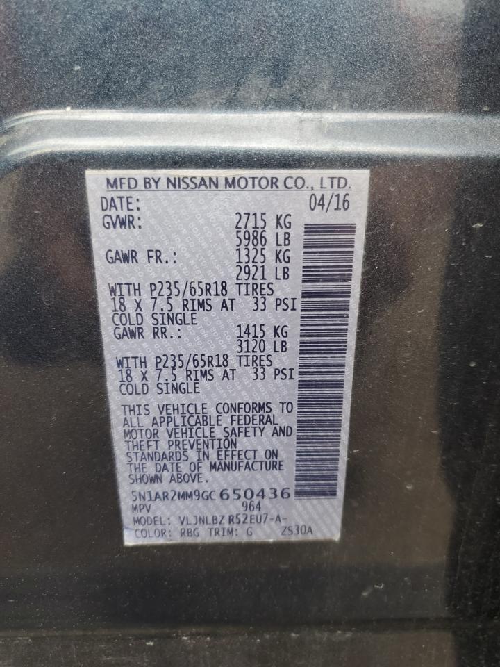 5N1AR2MM9GC650436 2016 Nissan Pathfinder S