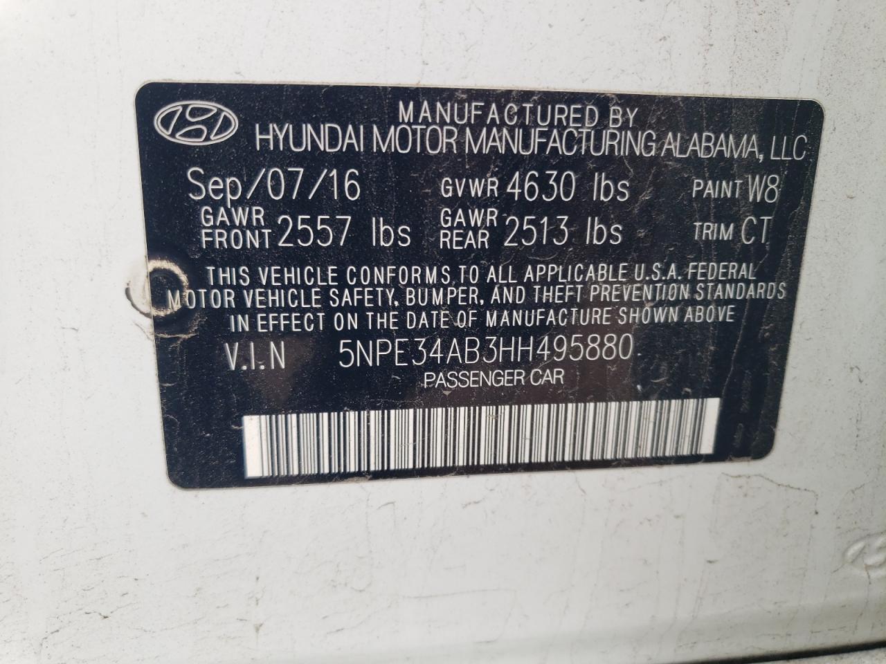 5NPE34AB3HH495880 2017 Hyundai Sonata Sport
