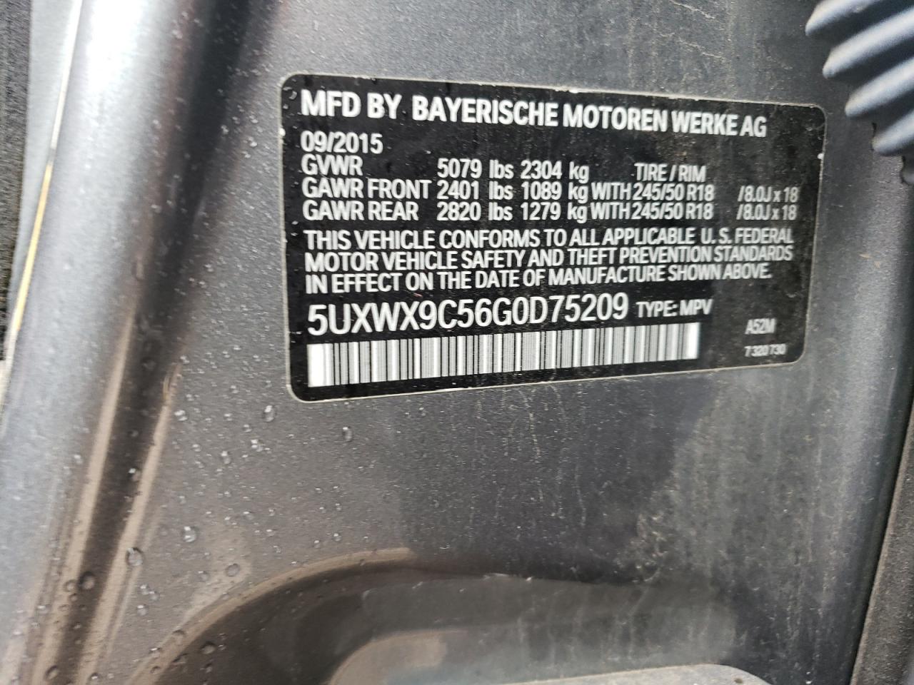 5UXWX9C56G0D75209 2016 BMW X3 xDrive28I