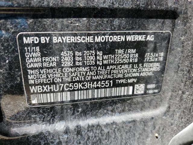 2019 BMW X1 Sdrive28I VIN: WBXHU7C59K3H44551 Lot: 79666013