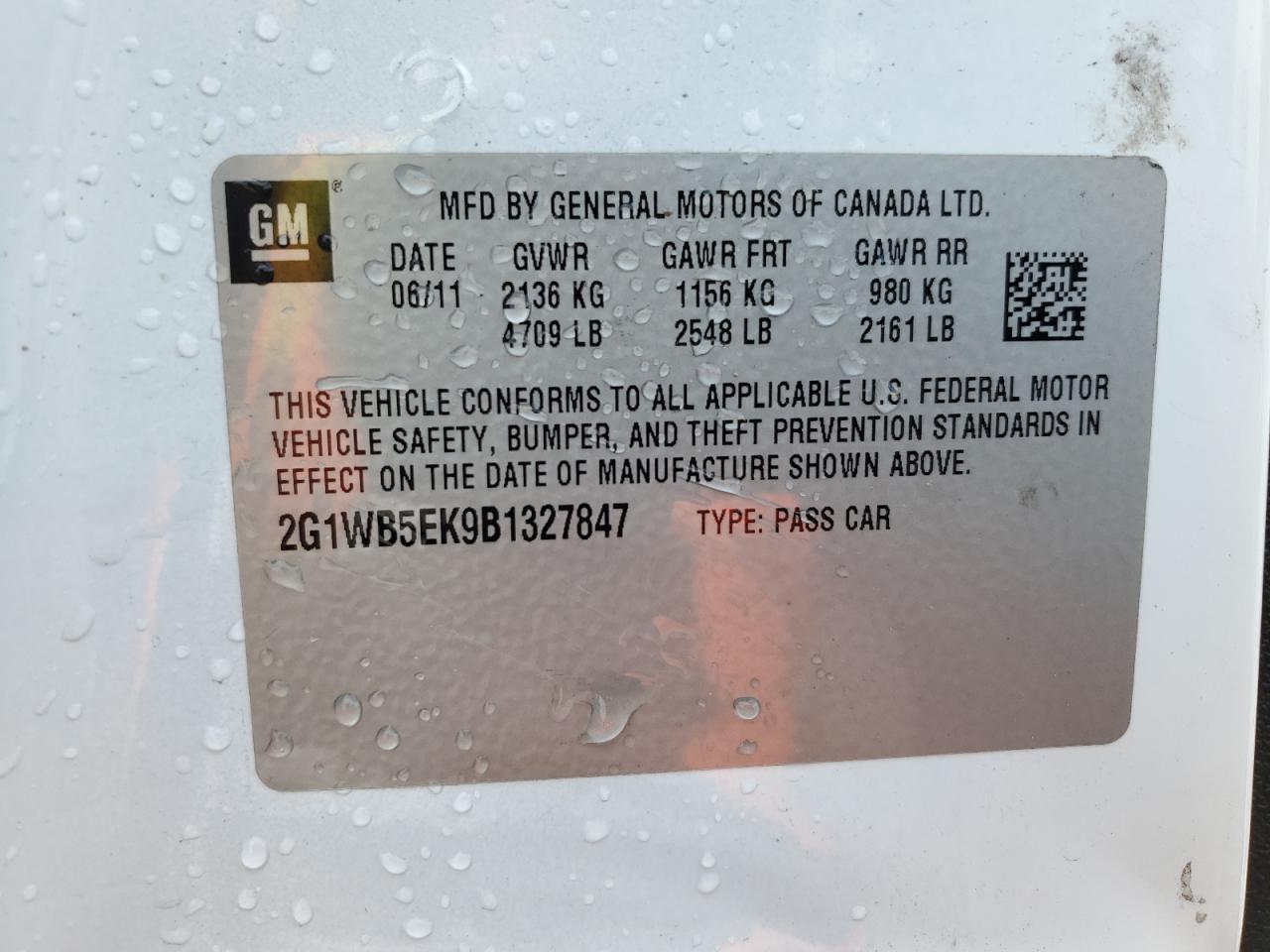 2G1WB5EK9B1327847 2011 Chevrolet Impala Lt