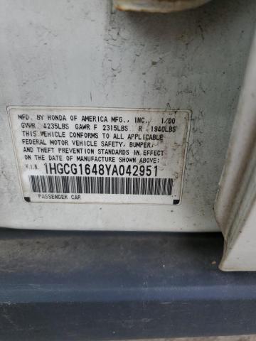 2000 Honda Accord Lx VIN: 1HGCG1648YA042951 Lot: 50071764