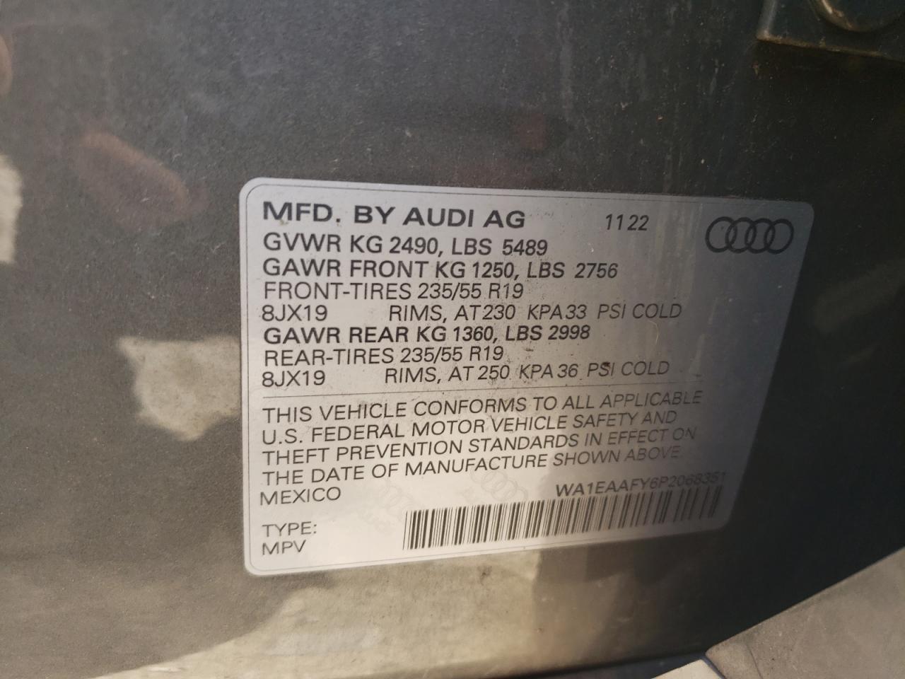2023 Audi Q5 Premium 2.0L(VIN: WA1EAAFY6P2068351