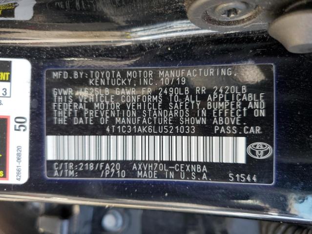 VIN 4T1C31AK6LU521033 2020 Toyota Camry, LE no.12