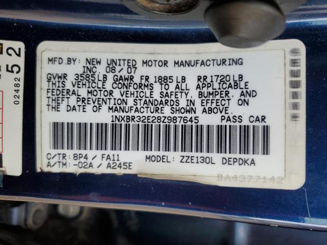 2008 Toyota Corolla Ce VIN: 1NXBR32E28Z987645 Lot: 51787674