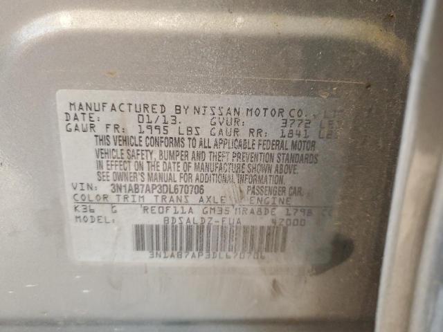 2013 Nissan Sentra S VIN: 3N1AB7AP3DL670706 Lot: 50990414